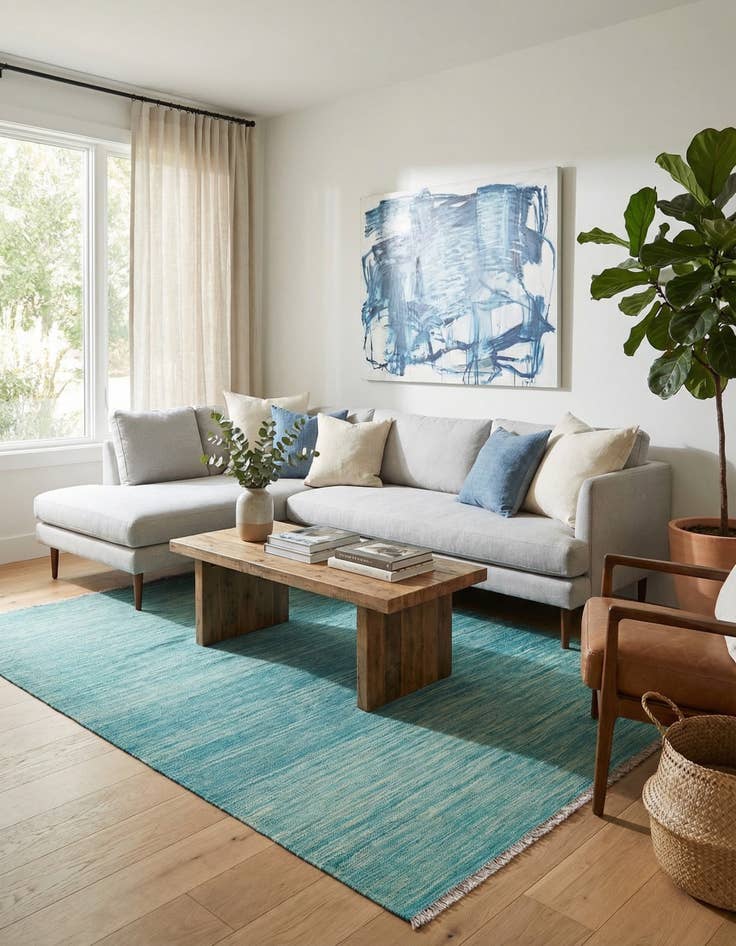 Detail image of 4' 10 x 6' 6  Hand Woven Kilim Modern Wool Rug