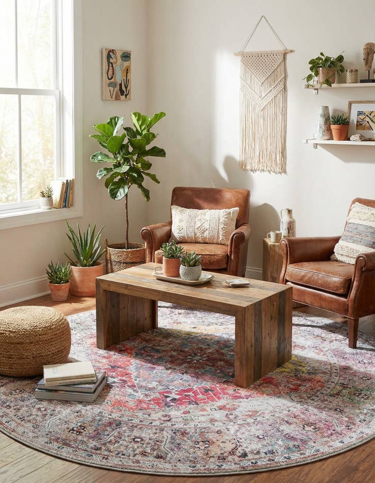 Detail image of  6' x 6'  Washable Yara Round Rug