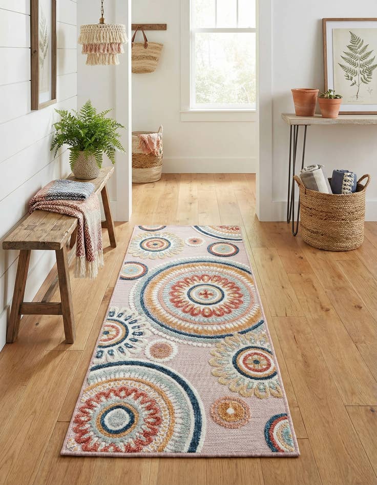 Detail image of  2' 2 x 5' 3  Washable Botanical Indoor / Outdoor Runner Rug