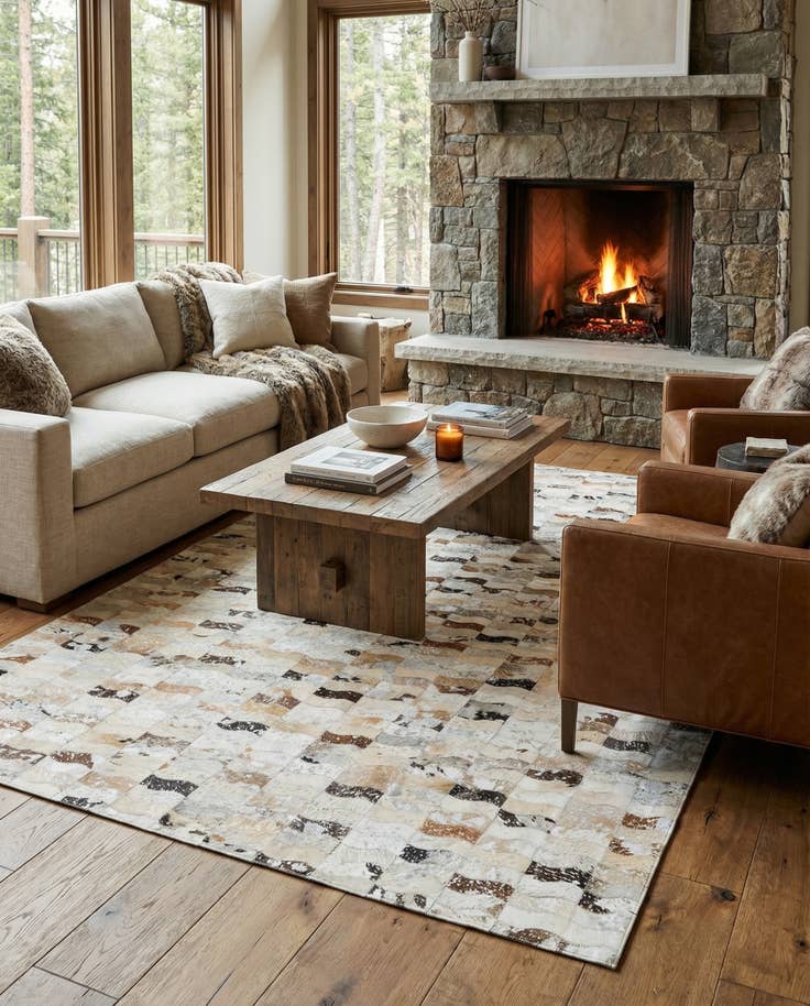 Detail image of 5' x 8' Cowhide Leather Rug