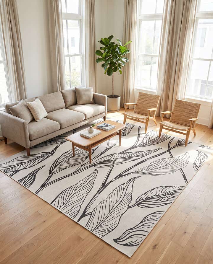 325cm x 325cm Facile à nettoyer Botanical Tapis Intérieur / Extérieur Carré