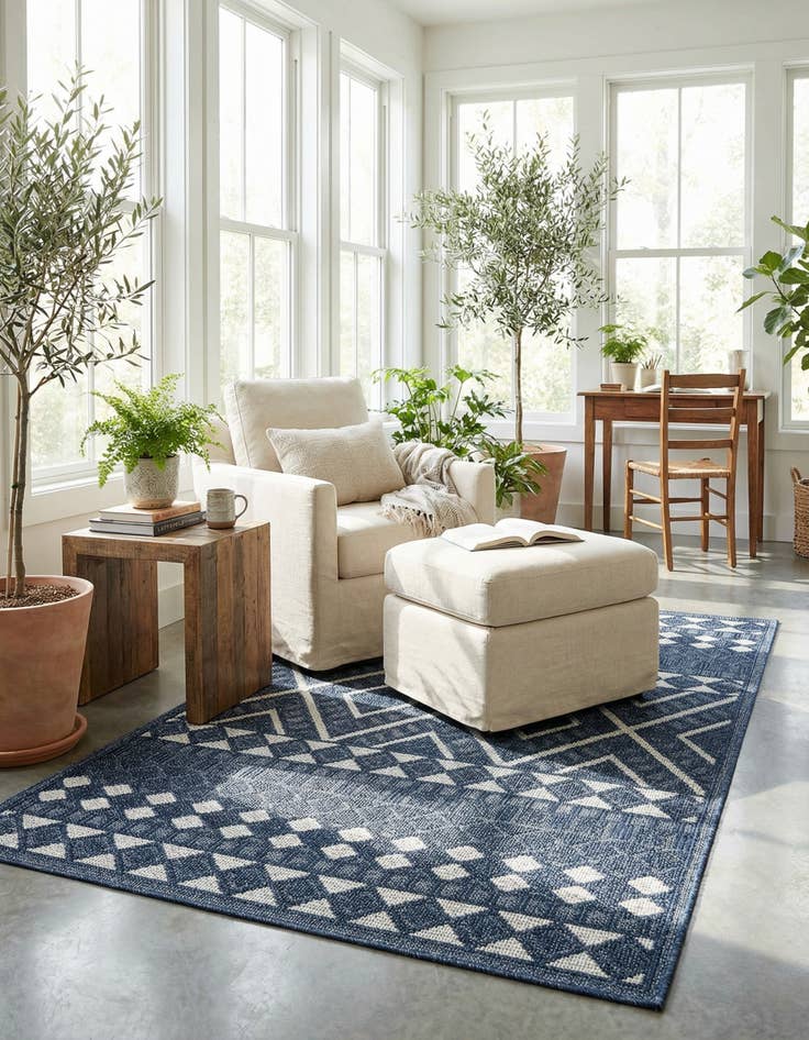 Detail image of 5' 3 x 7' 9  Washable Modern Indoor / Outdoor Rug