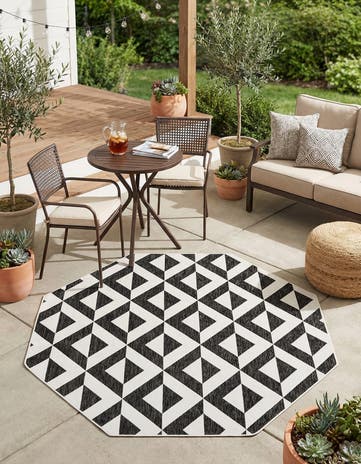 Charcoal Gray Easy-Clean Jill Zarin Napa Indoor / Outdoor Octagon Rug