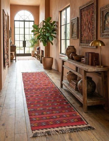 4' x 15' Hand Woven Kilim Fars Wool Runner Rug