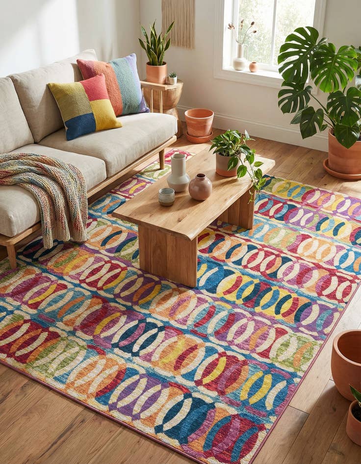 Detail image of 6' x 9'  Washable Modern Indoor / Outdoor Rug