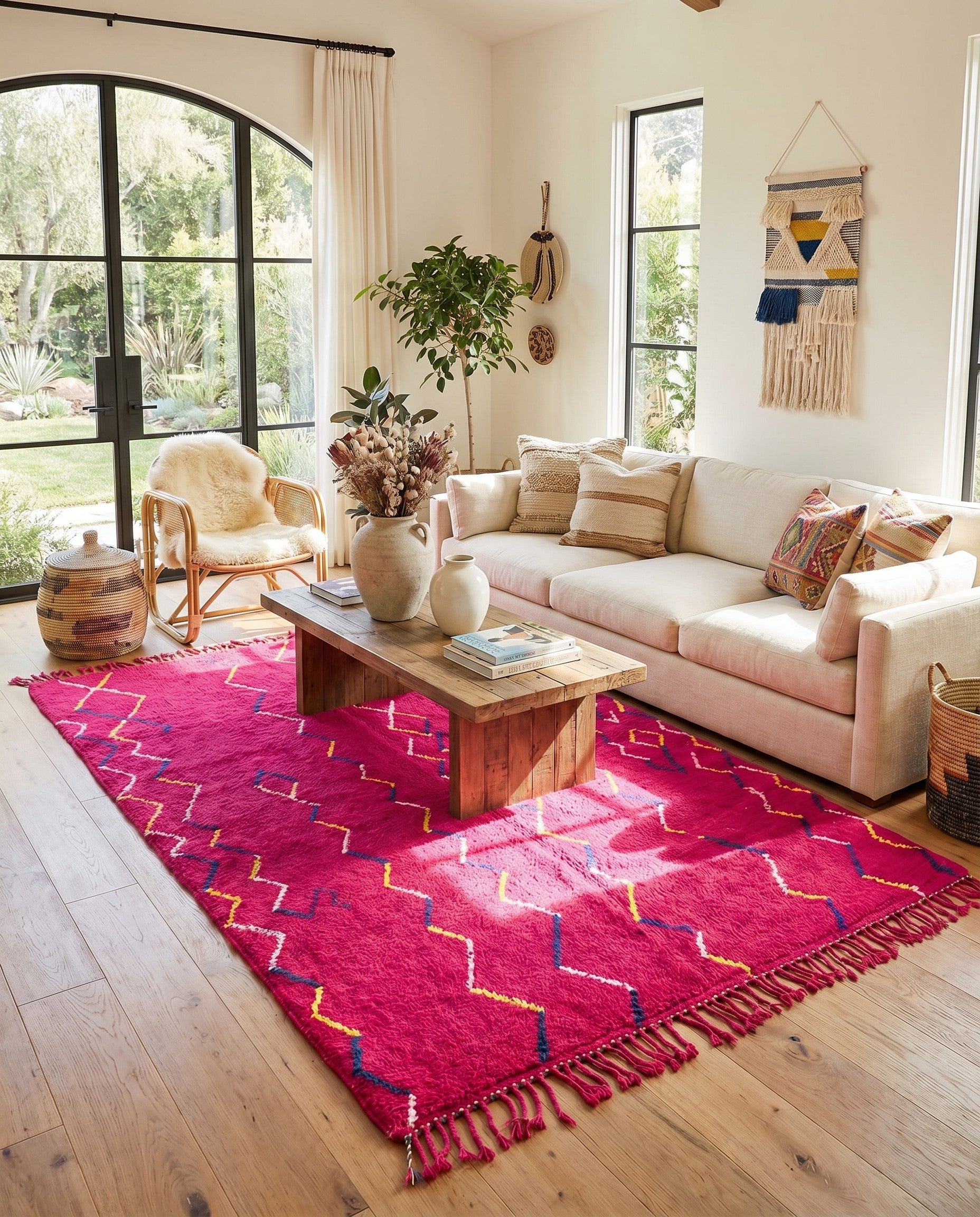 7' x 9' 9 Hand Knotted Moroccan Wool Rug