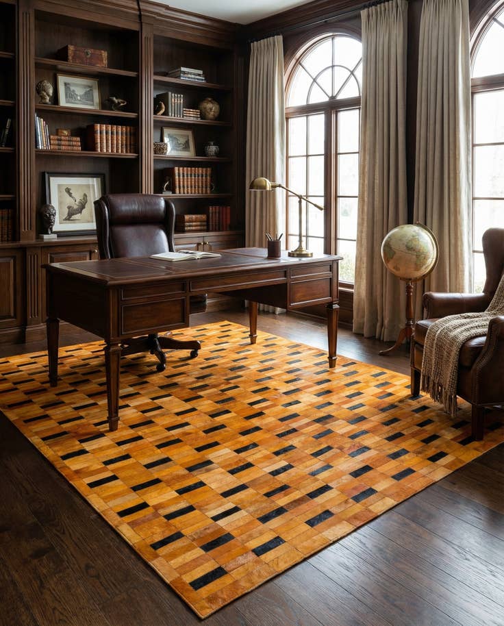 Detail image of 8' 1 x 9' 11 Cowhide - Patchwork Rug