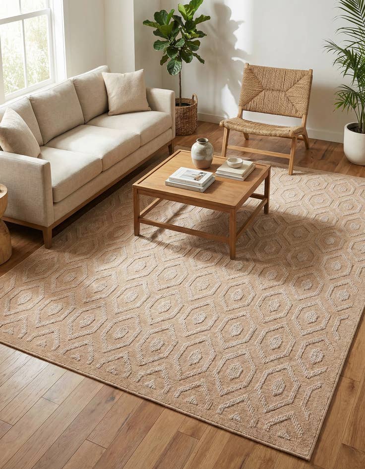 Detail image of 7' 10 x 10'  Washable Trellis Textured Indoor / Outdoor Rug