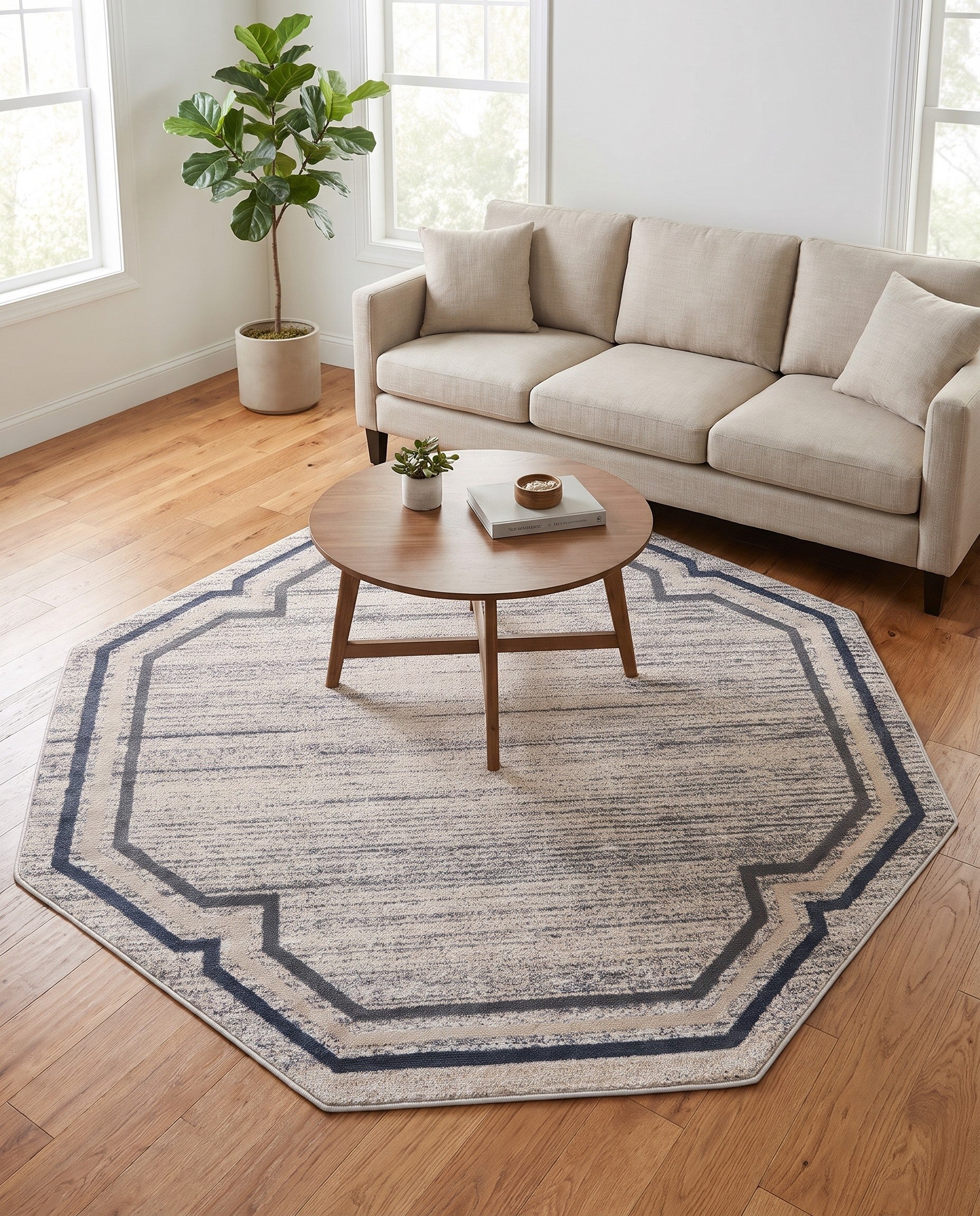 Gray Oasis Tapis Octogone
