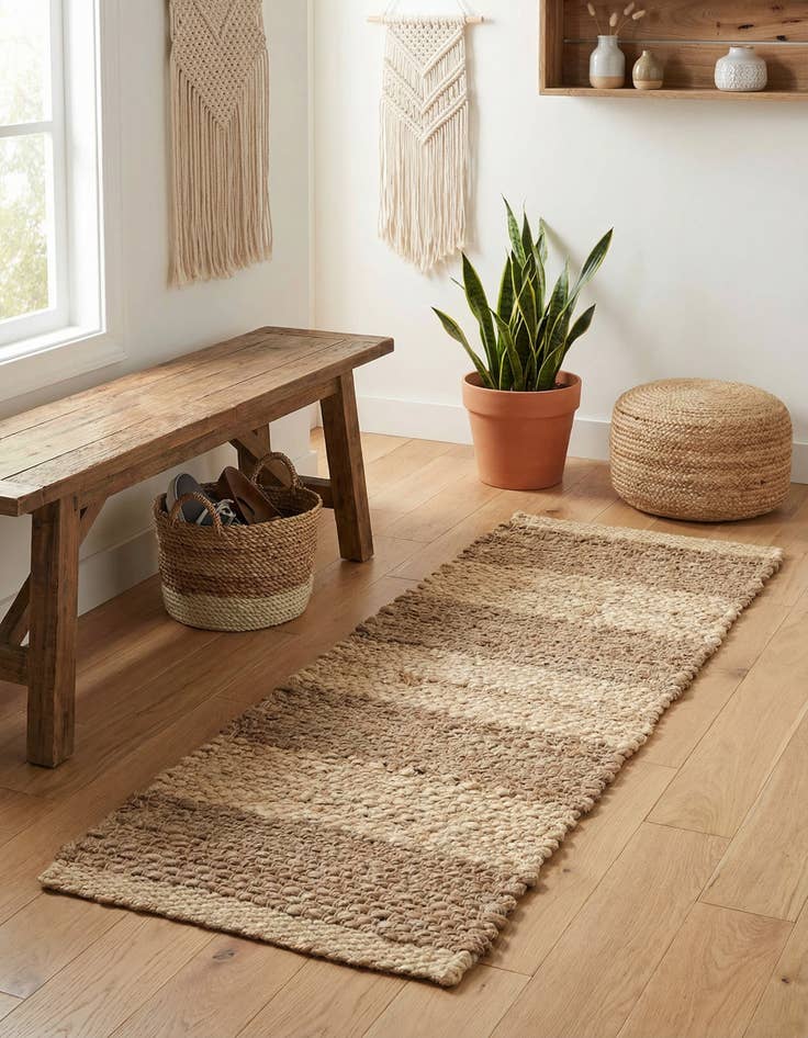 Detail image of 0' 9 x 2' 6  Hand Woven Braided Jute Stair Rug