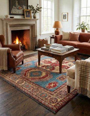 6' 1 x 9' Hand Knotted Kazak Wool Rug