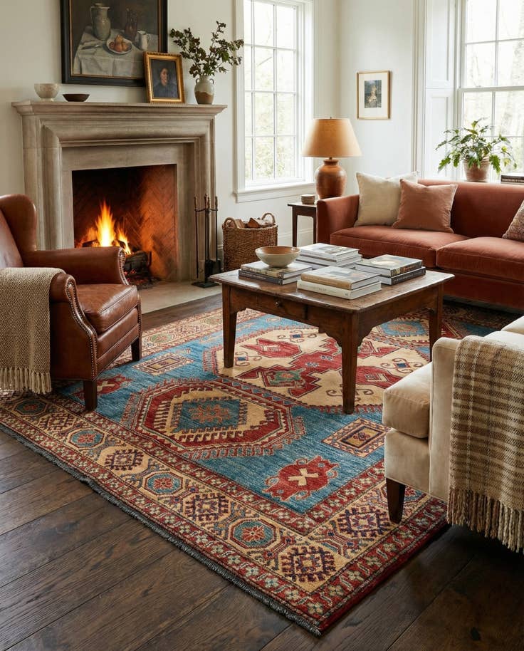 Detail image of 6' 1 x 9' Hand Knotted Kazak Wool Rug