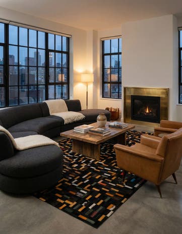 5' 1 x 8' 2 Cowhide - Patchwork Rug
