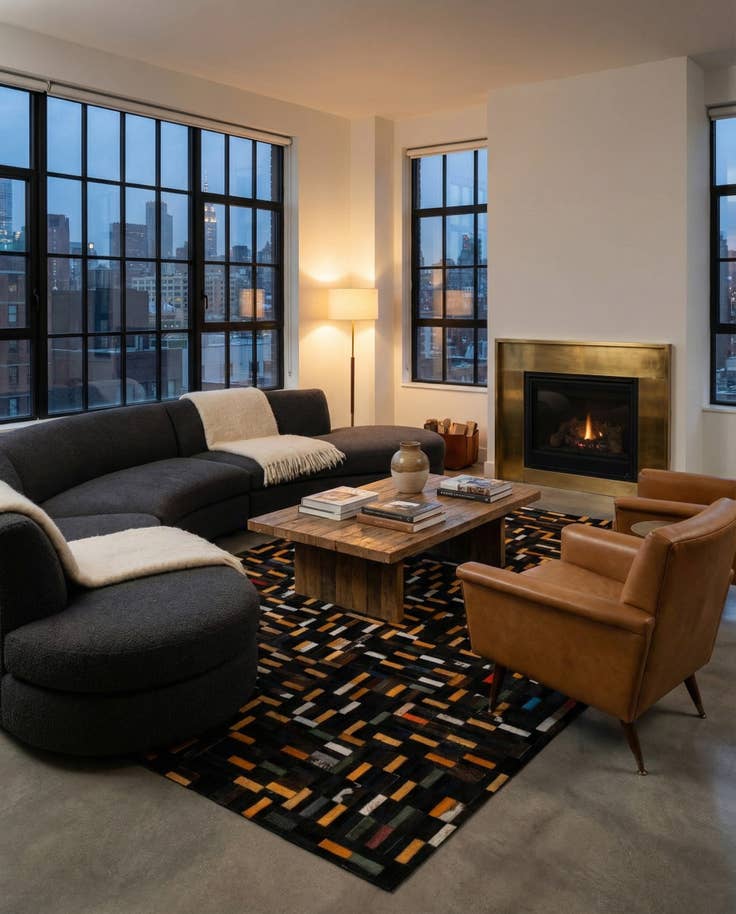 Detail image of 5' 1 x 8' 2 Cowhide - Patchwork Rug