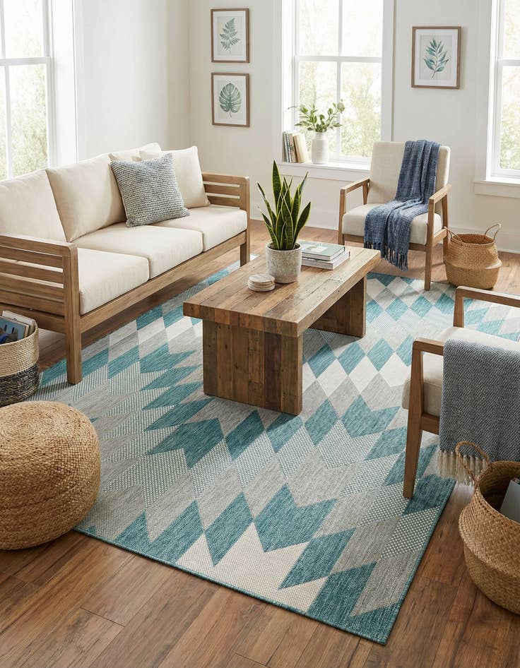 Detail image of 6' x 9'  Washable Modern Indoor / Outdoor Rug