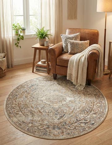 Beige Villa Round Rug