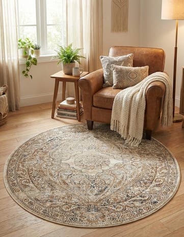 Beige Villa Round Rug