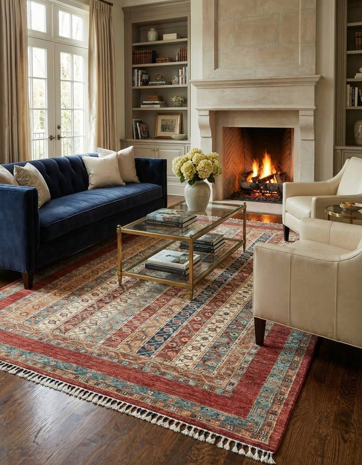 Detail image of  5' 8 x 8'  Hand Knotted Ariana Ziegler Rug