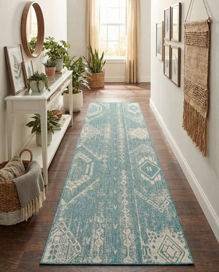 2' 7 x 12' Easy-Clean Bohemian Indoor / Outdoor Runner Rug