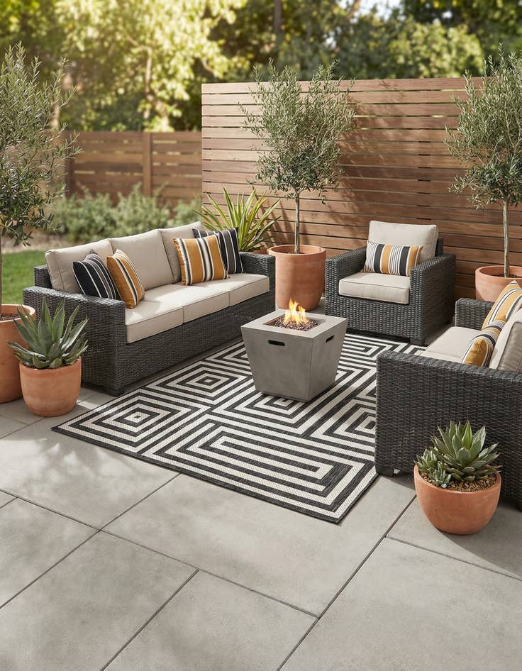 Detail image of 5' 3 x 7'  Washable Modern Indoor / Outdoor Rug