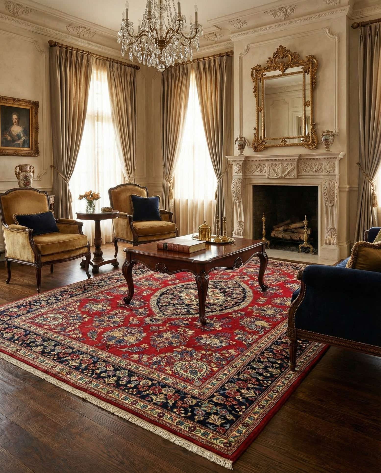 6' 8 x 9' 11 Hand Knotted Qom Persian Rug