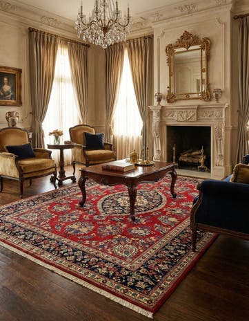 6' 8 x 9' 11 Hand Knotted Qom Persian Rug