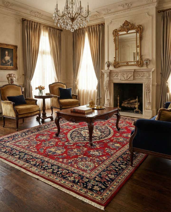 6' 8 x 9' 11 Hand Knotted Qom Persian Rug