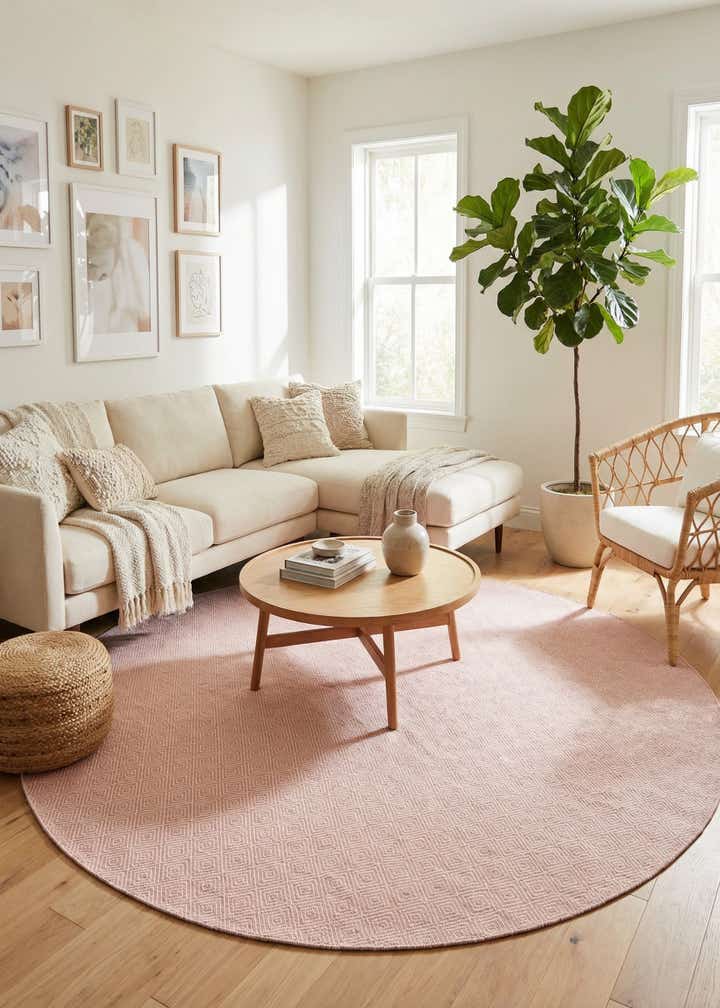 10' x 10' Hand Woven Geo Trellis Flatweave Round Rug