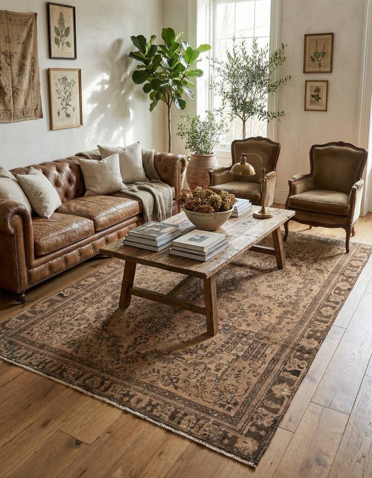 Detail image of 6' 6 x 9' 5  Hand Knotted Ultra Vintage Persian Wool Rug