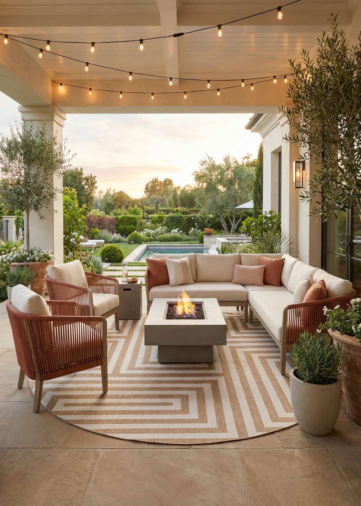 13' x 13' Easy-Clean Modern Indoor / Outdoor Round Rug