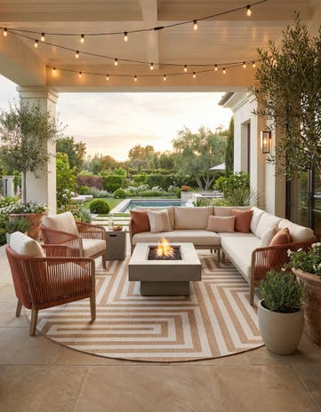 13' x 13' Easy-Clean Modern Indoor / Outdoor Round Rug