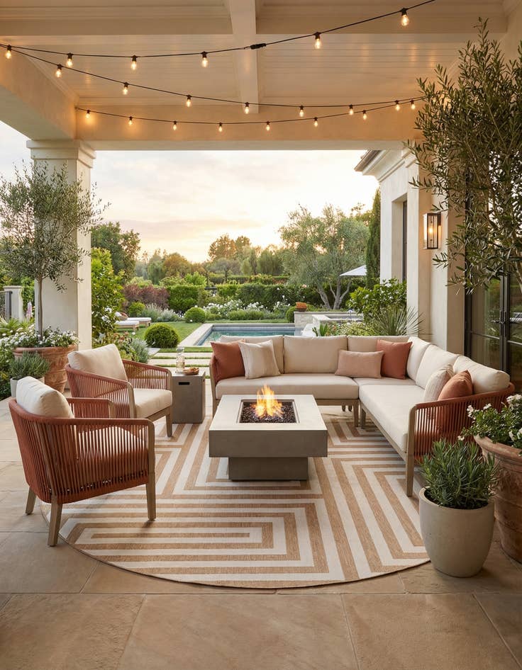 Detail image of 13' x 13' Easy-Clean Modern Indoor / Outdoor Round Rug