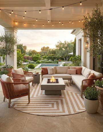 13' x 13' Easy-Clean Modern Indoor / Outdoor Round Rug