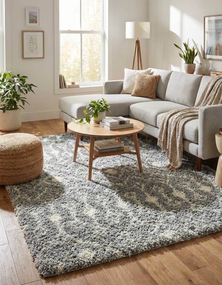 Detail image of  7' 10 x 7' 10 Moroccan Trellis Shag Square Rug