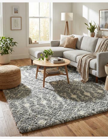 7' 10 x 7' 10 Moroccan Trellis Shag Square Rug