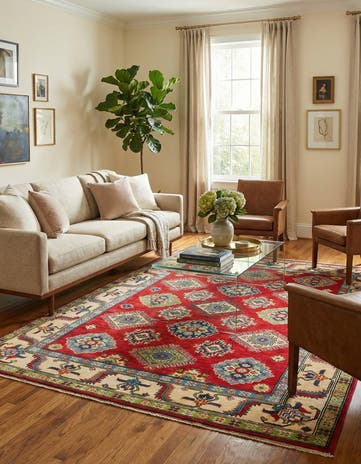 5' x 6' 6 Hand Knotted Kazak Rug