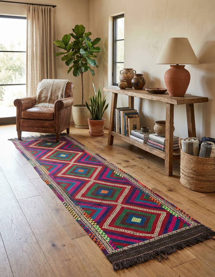 Detail image of 2' 2 x 8' 4  Hand Knotted Kilim Fars Persian Wool Runner Rug