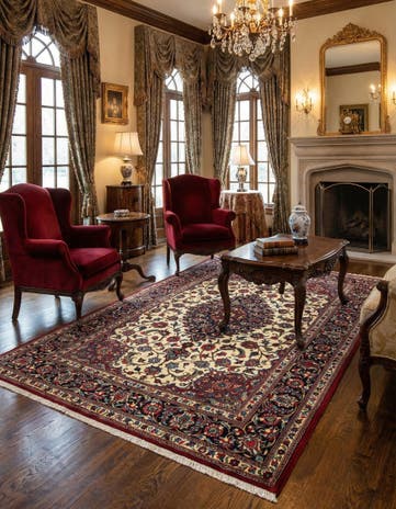 4' 8 x 6' 11 Hand Knotted Qom Persian Rug