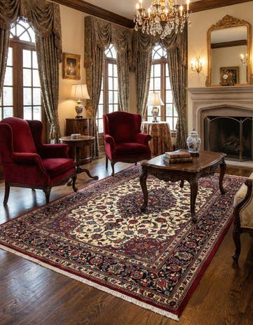 4' 8 x 6' 11 Hand Knotted Qom Persian Rug