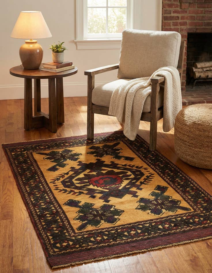 Detail image of 2' 10 x 4' 4 Hand Knotted Sumak Wool Rug