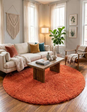 7' 10 x 7' 10 Solid Shag Round Rug