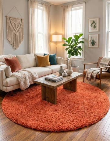 7' 10 x 7' 10 Solid Shag Round Rug