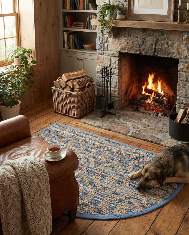Detail image of 2' 2 x 3' 7 Hand Woven Chindi Jute Hearth Rug
