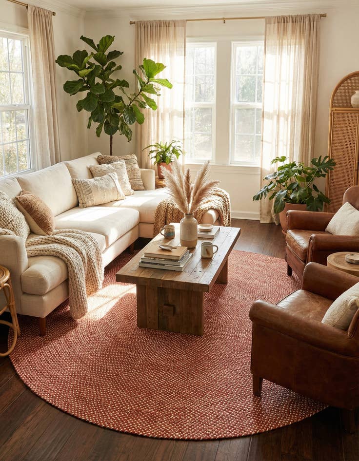 Detail image of  10' x 10'  Hand Tweed Braided Jute Round Rug