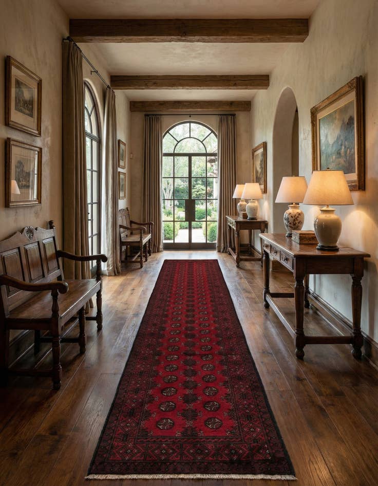 Detail image of 2' 8 x 15' 9  Hand Knotted Afghan Akhche Wool Runner Rug