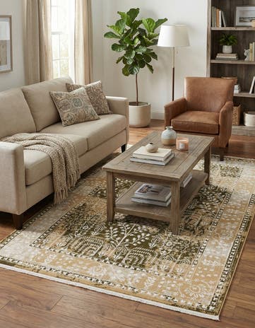 Green and Beige Nain Design Rug