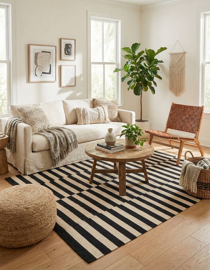 Detail image of 5' 6 x 7' 10  Hand Woven Kilim Modern Wool Rug