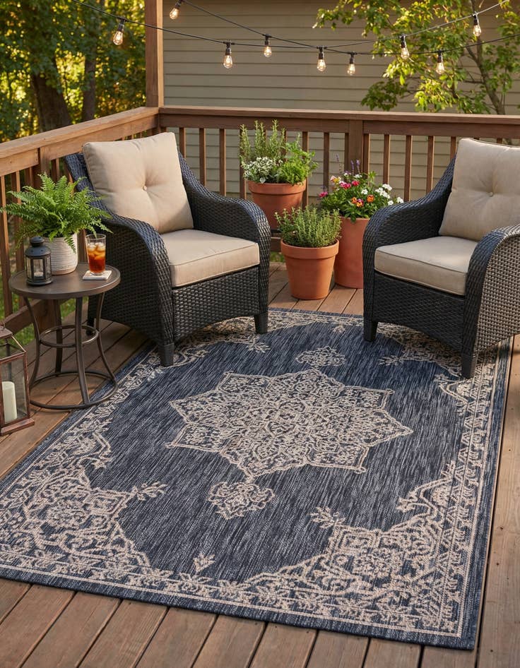 Detail image of 4' x 6'  Washable Traditional Indoor / Outdoor Rug