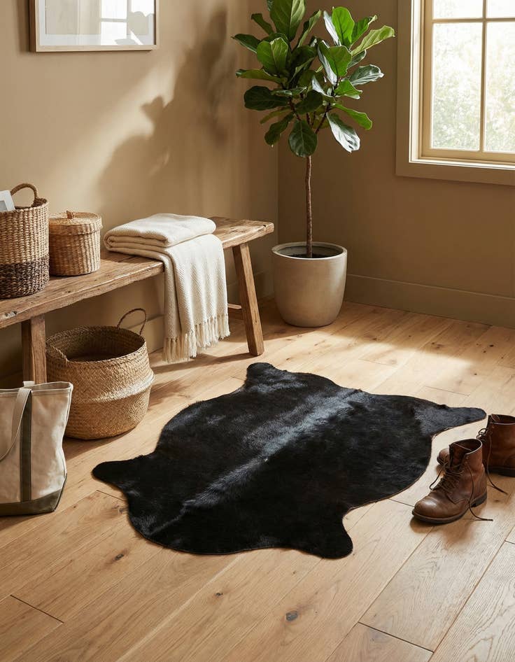 Detail image of 1' 8 x 2' 6 Cowhide Leather Rug