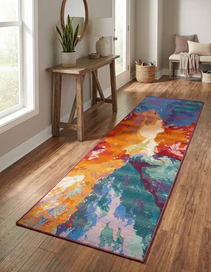 Detail image of 2' 7 x 10'  Washable Modern Indoor / Outdoor Runner Rug